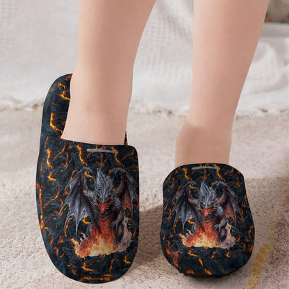 Fire Dragon Flannel Children's Cotton Slippers