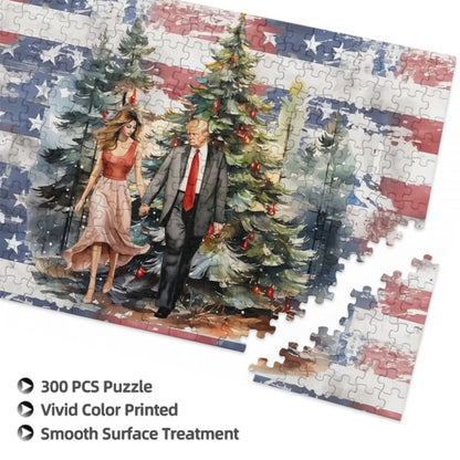 Donald & Melania Trump in Woods - Wooden Jigsaw Puzzle 300 pcs (Horizontal)