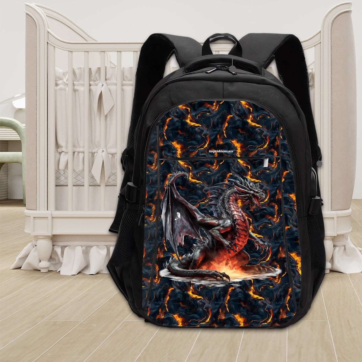 Fire Dragon, Large Capacity, Oxford Travel, Laptop Bag with USB Charger