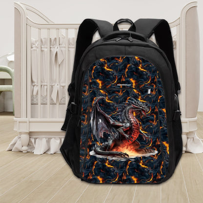 Fire Dragon, Large Capacity, Oxford Travel, Laptop Bag with USB Charger