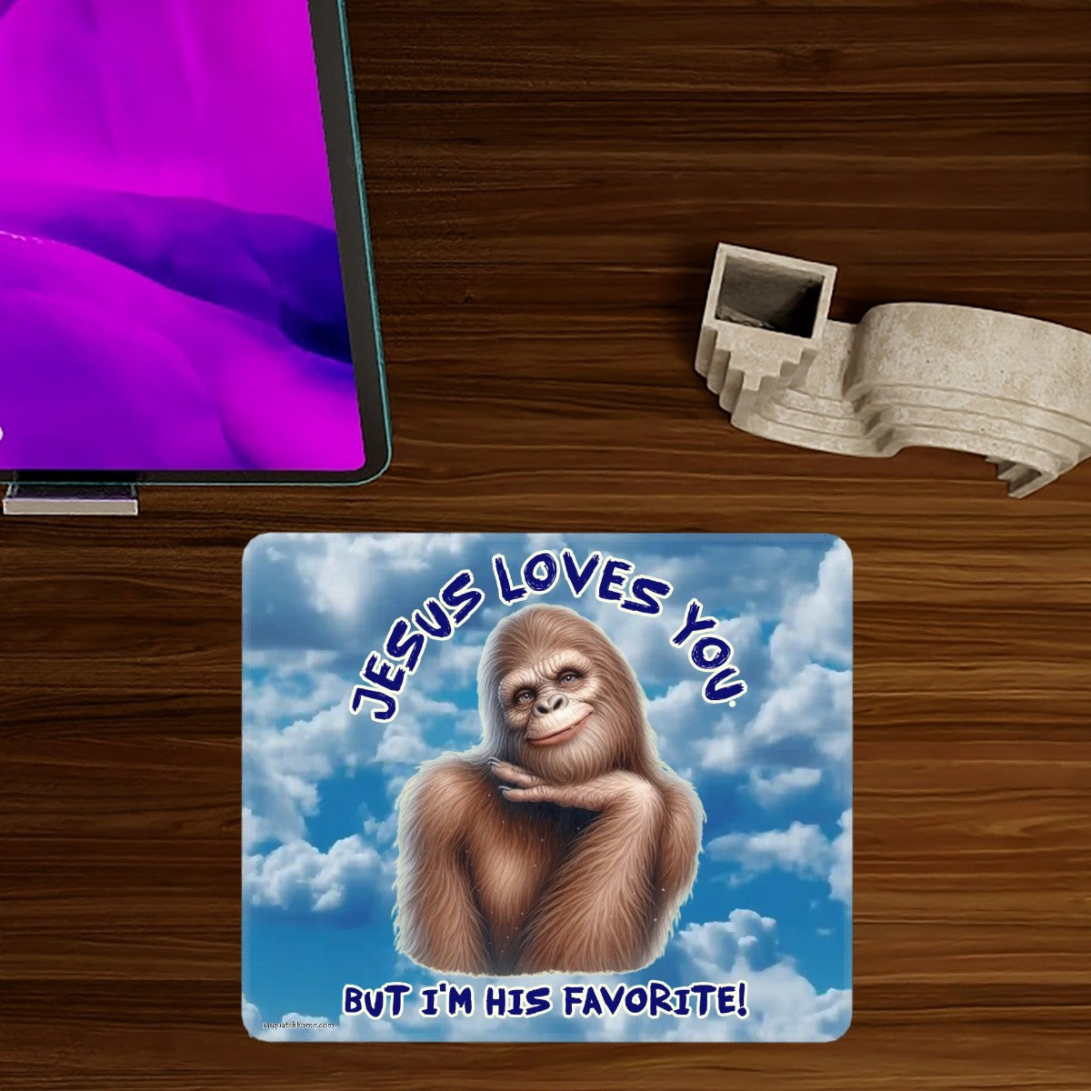 Sasquatch, Bigfoot, Large Mouse Pad w Non-Slip Base- 12”x 9.8”