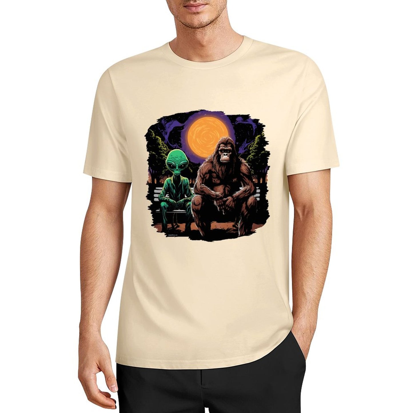 Bigfoot - Sasquatch & Alien Short Sleeve Cotton T-Shirt