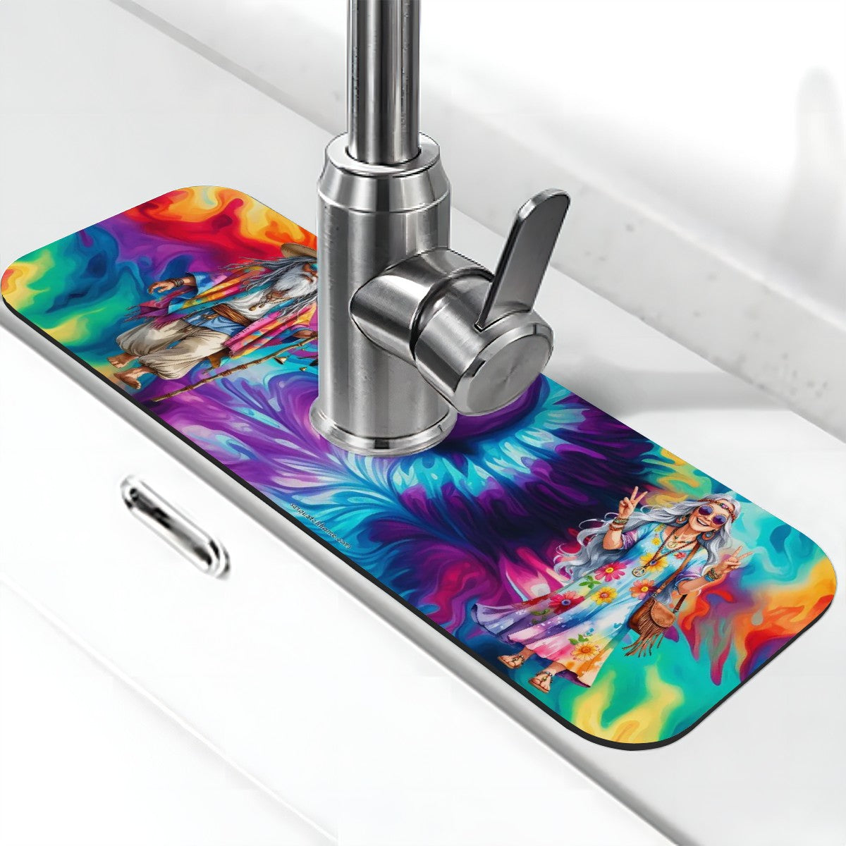 Old Hippie Couple, Faucet Mat