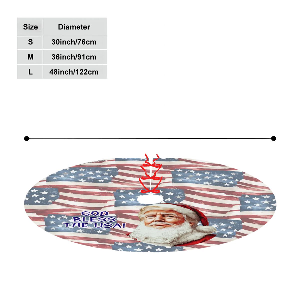 Donald Trump "God Bless USA" Plush Christmas Tree Skirt – 3 Sizes