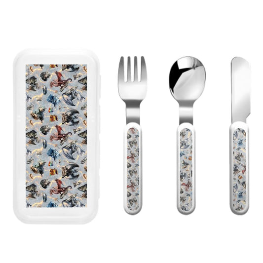 20 Misc Designs Kids Straight Handled Cutlery Set- Dragons, smurfs, zombies, alines