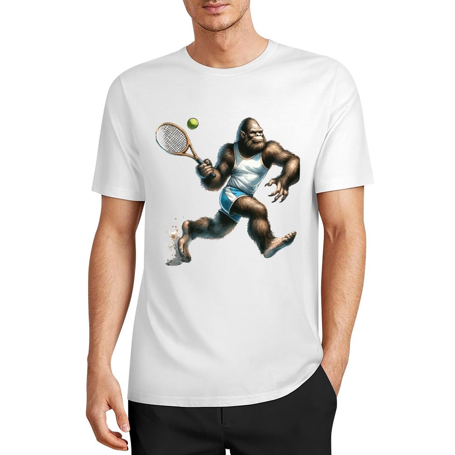 Bigfoot - Sasquatch Tennis Short Sleeve Cotton T-Shirt