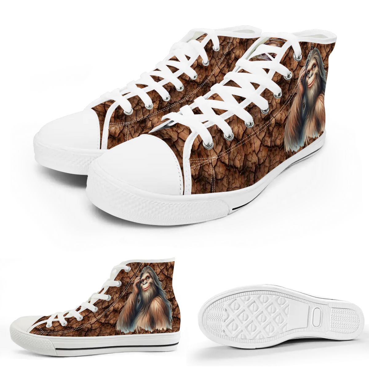 Female Bigfoot Sasquatch, Women's High Top Canvas Shoes