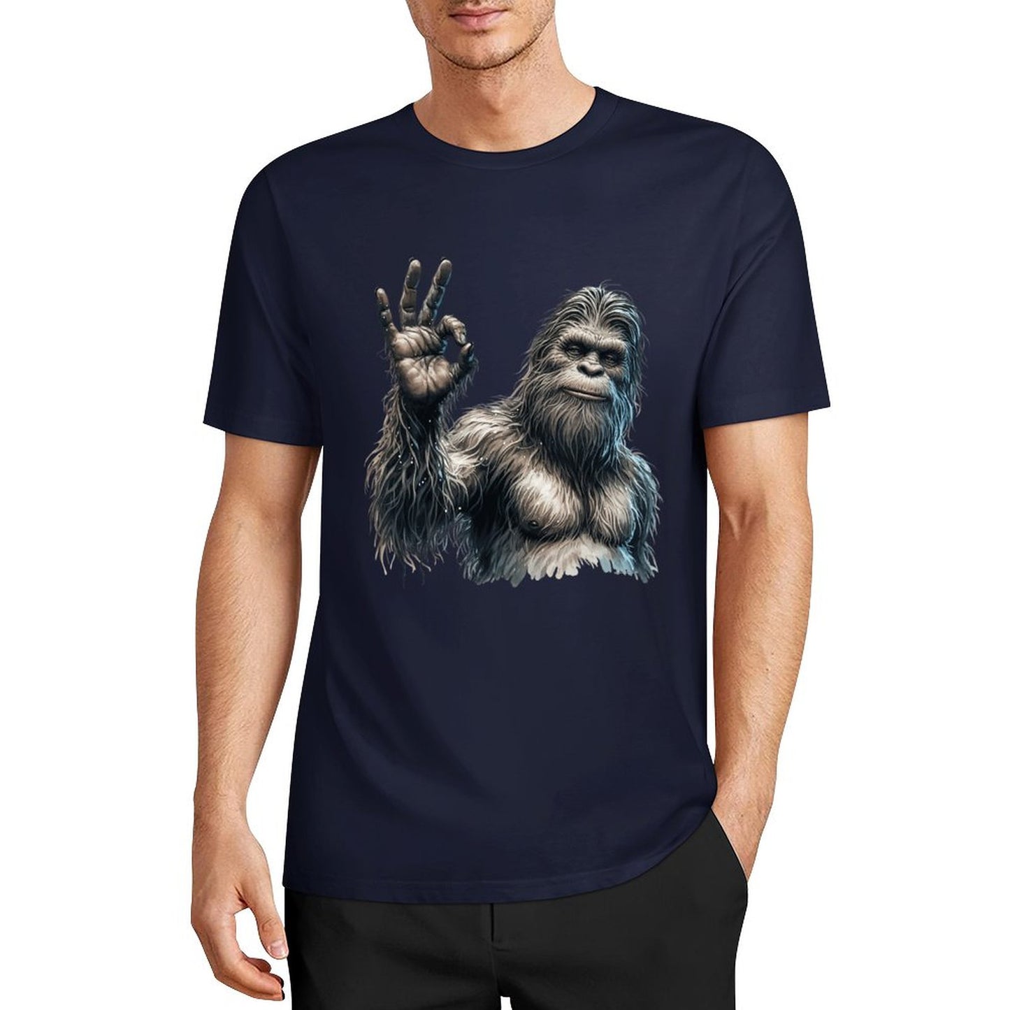 Bigfoot - Sasquatch "Ok" Short Sleeve Cotton T-Shirt