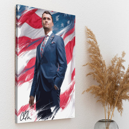 Charlie Kirk Framed Canvas Wooden Frame Wall Art Print