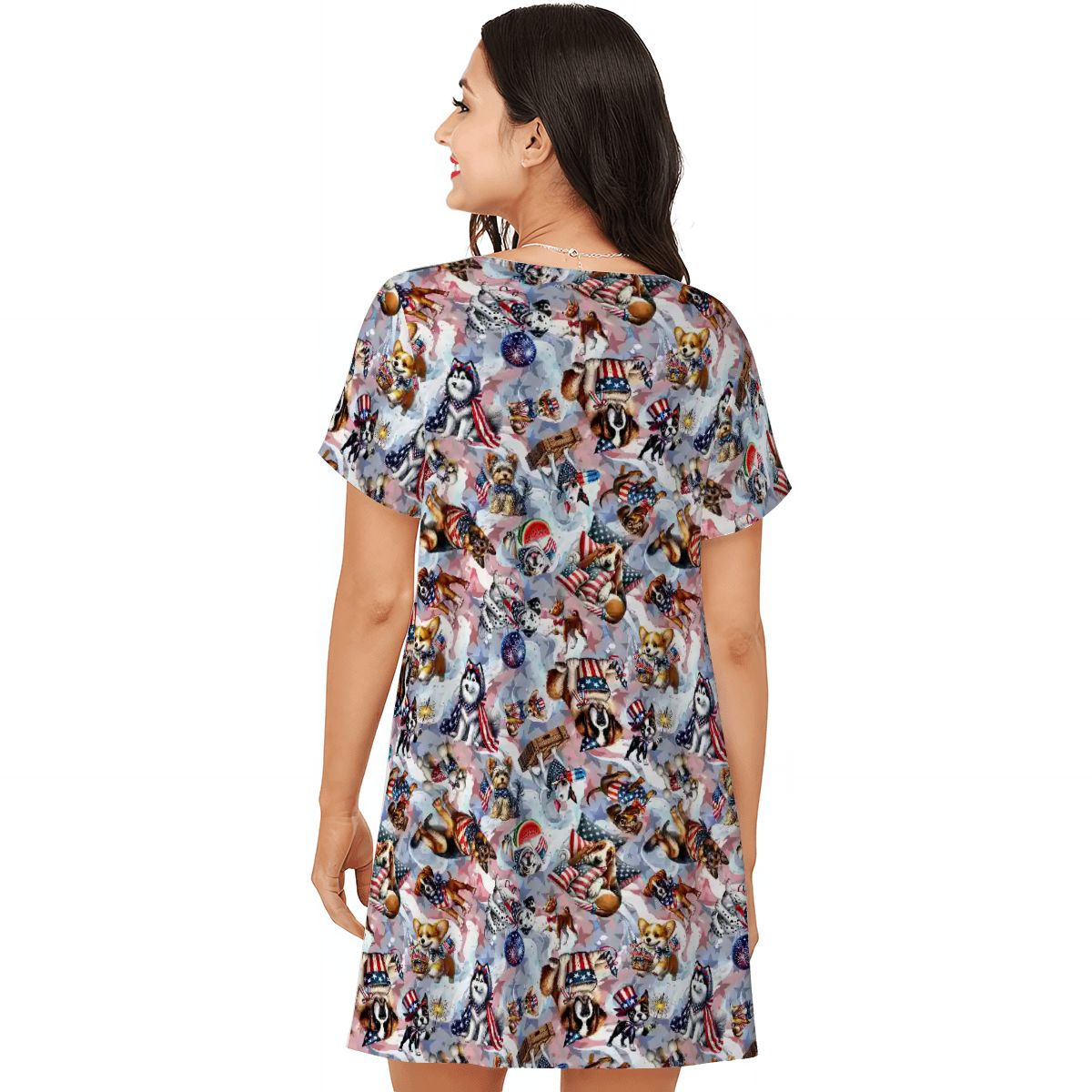 8 Patriot Designs Women’s Loose Fit Short Sleeve Night Gown