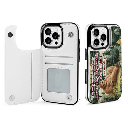 Bigfoot / Sasquatch "I'm only this fat..", iPhone 16 Faux Leather Wallet Case