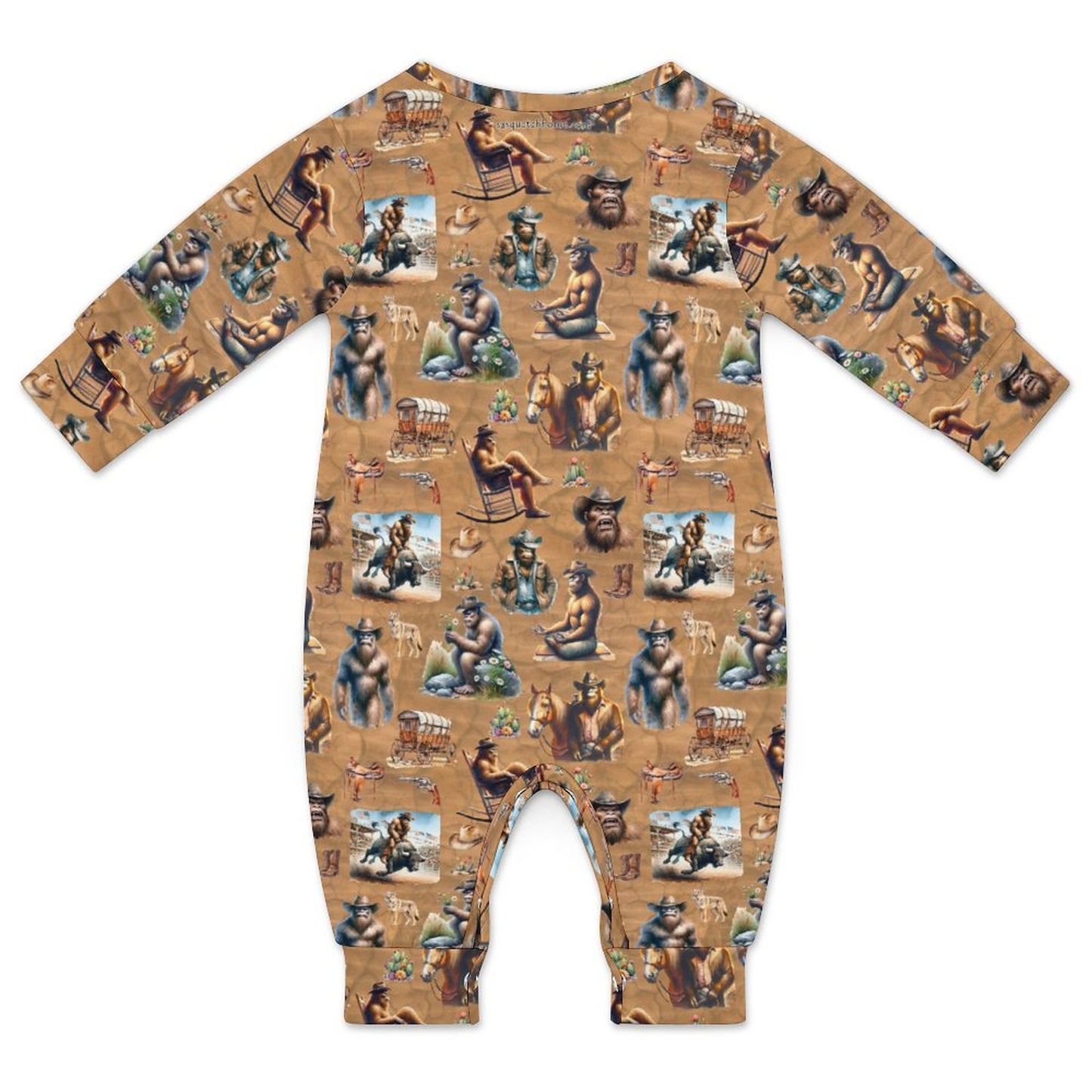 16 Sasquatch Designs, Long Sleeve Baby / Toddler Romper, Faux Cotton