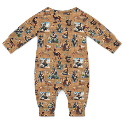 16 Sasquatch Designs, Long Sleeve Baby / Toddler Romper, Faux Cotton