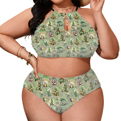St Patrick, Irish Bigfoot / Sasquatch, Plus Size High-Waisted Bikini Customized Services
