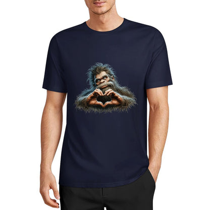 Bigfoot - Sasquatch Heart Hands Short Sleeve Cotton T-Shirt