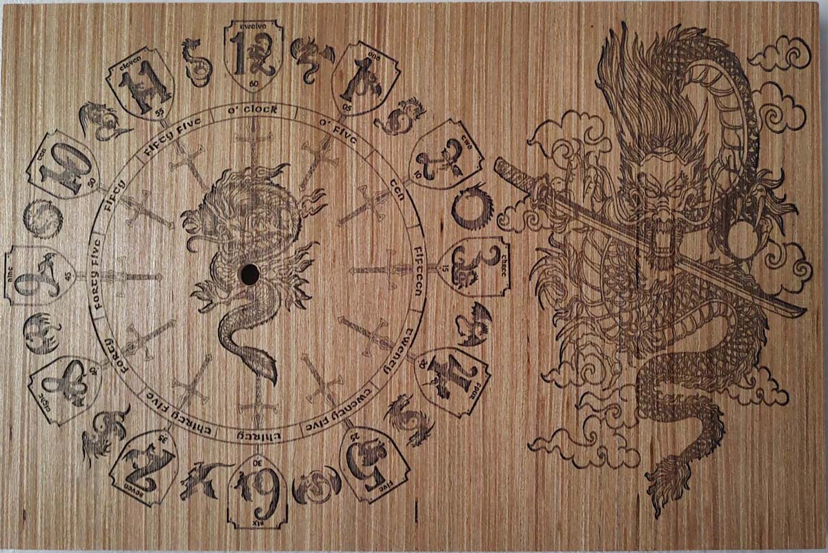 8"x14" "Oriental Dragon" Art Board Clock