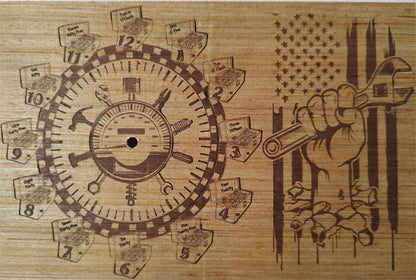 8"x14" "Mechanic" Art Board Clock