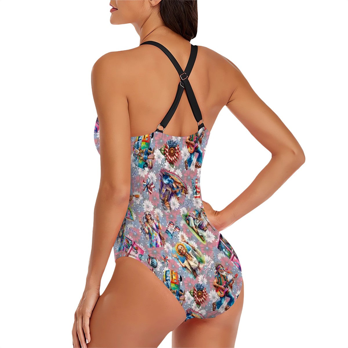 8 Patriot Designs, Cross-Back One Piece Swimsuit, Puppies, Kitties, Unicorns....