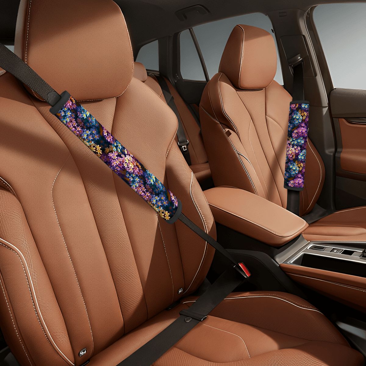 10  Flower Designs, Seat Belt Cover Pad For Adults 2 Pcs