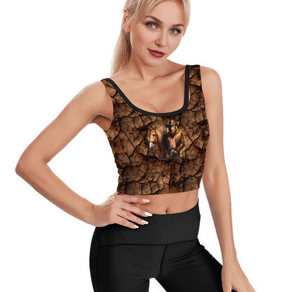 Cowboy Bigfoot / Sasquatch, Women’s Strappy Sports Bra, Yoga Top