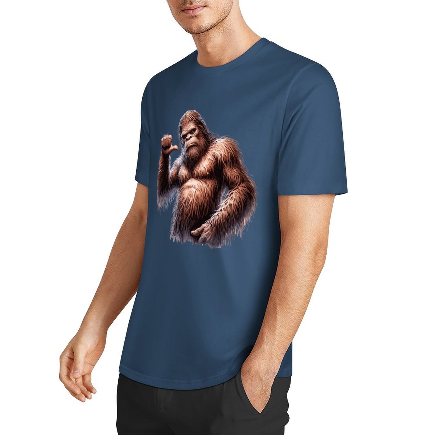 Bigfoot - Sasquatch Pointing at self Short Sleeve Cotton T-Shirt