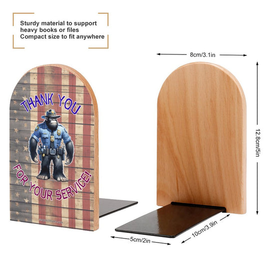 Bigfoot Sasquatch Police Officer, Wood Bookends