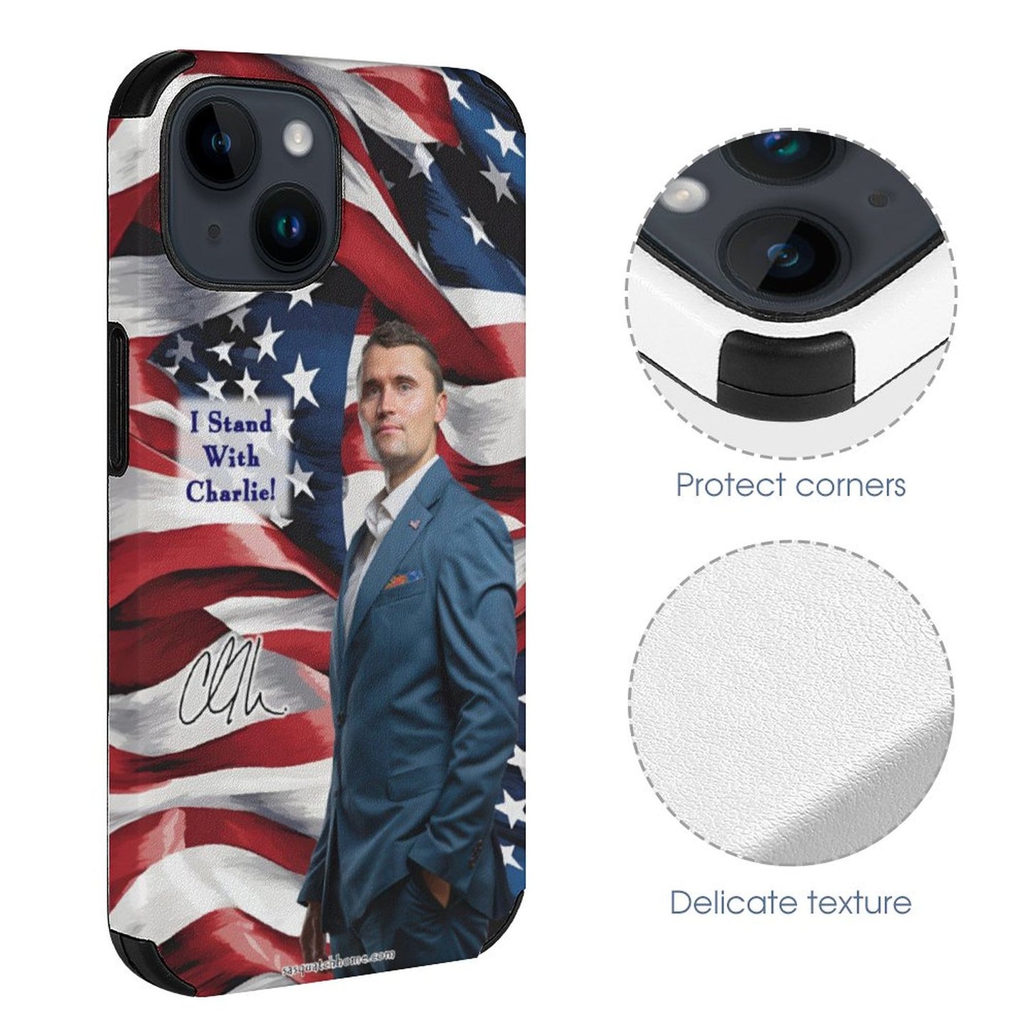 Charlie Kirk Memorial, Microfiber Custom Phone Case for iPhone 14