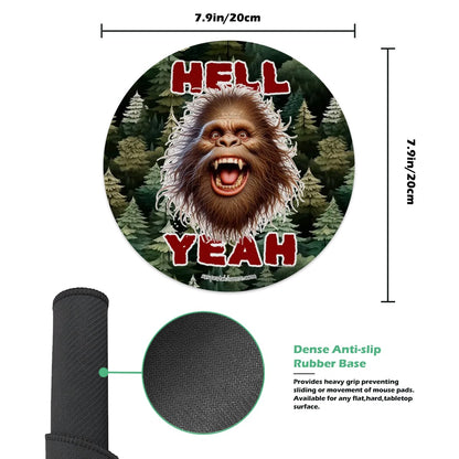 8” Round Mouse pad, Bigfoot / Sasquatch – Anti slip rubber