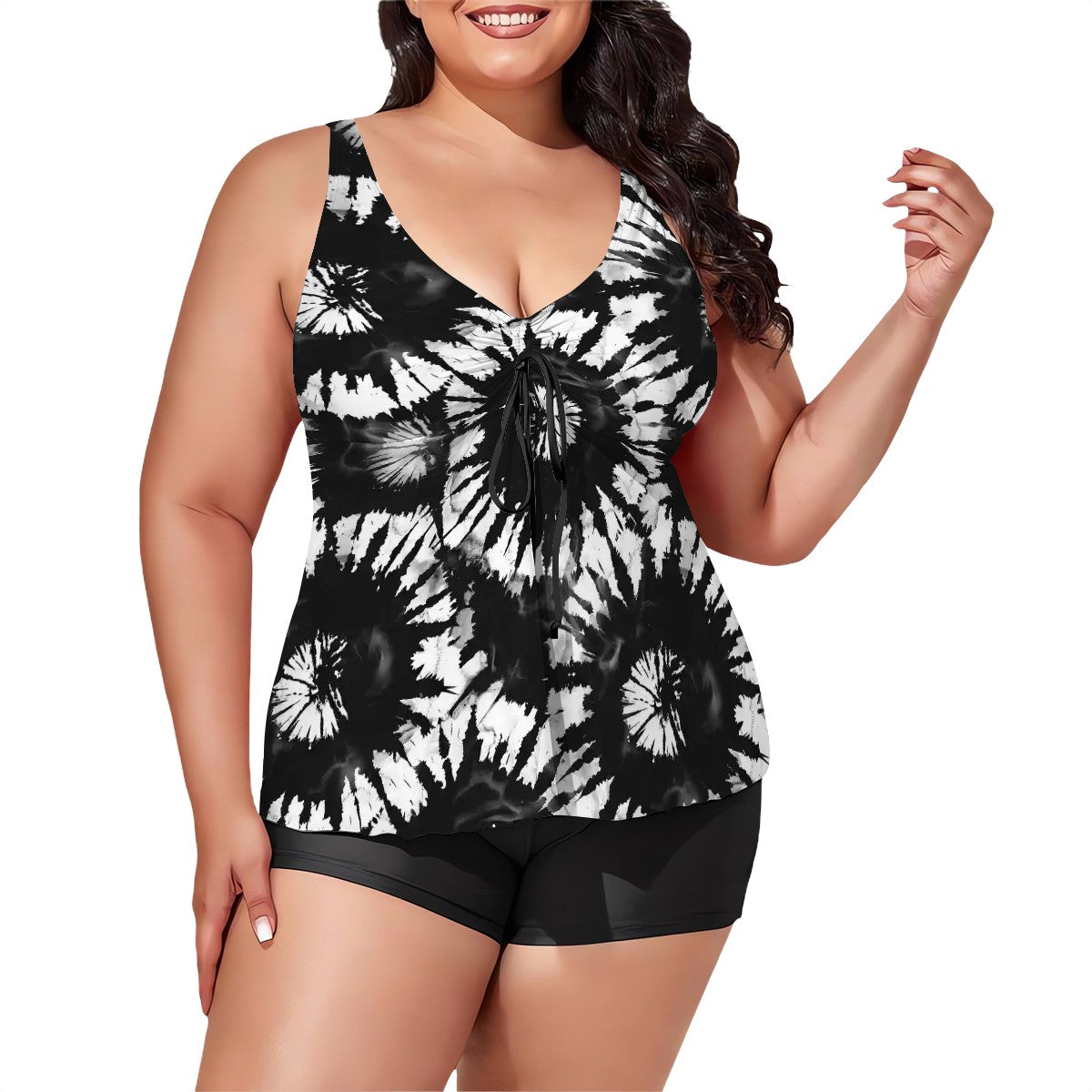 10 Tie Dye Designs, Plus Sized Women’s Two Piece Tankini Swimsuit