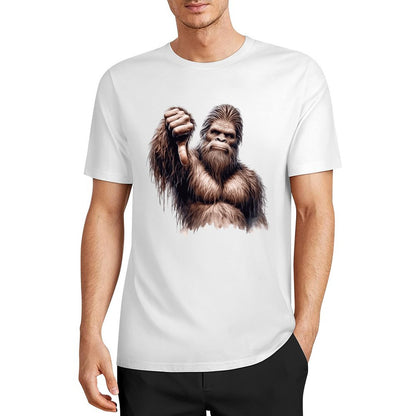 Bigfoot - Sasquatch Thumb Down Short Sleeve Cotton T-Shirt