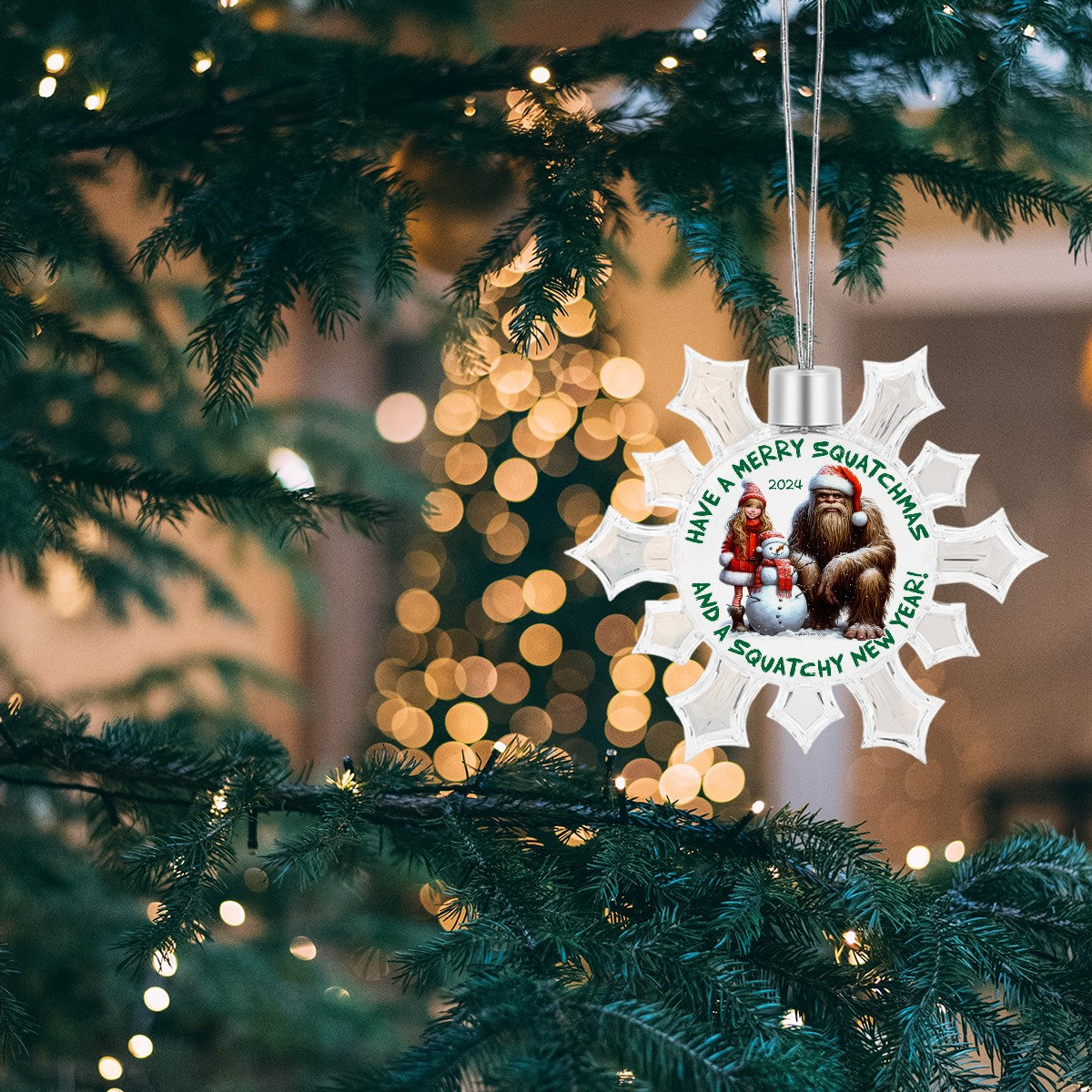 Bigfoot, Sasquatch Christmas Snowflake Decorations - "Have a Merry Squatchmas"