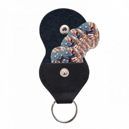 6 Guitar Picks with Keychain Snap Case- Donald Trump Dancing – 3 Thicknesses