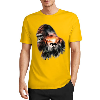 Bigfoot - Sasquatch Scenery Short Sleeve Cotton T-Shirt