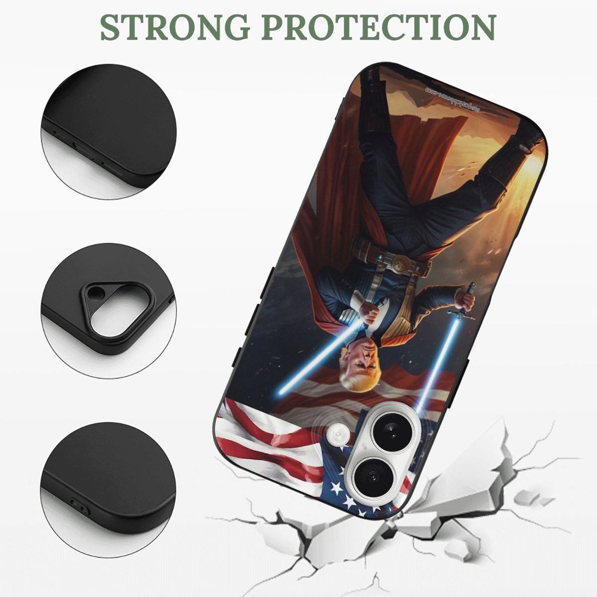 Donald Trump Light Saber, iPhone 17 TPU Black Phone Case