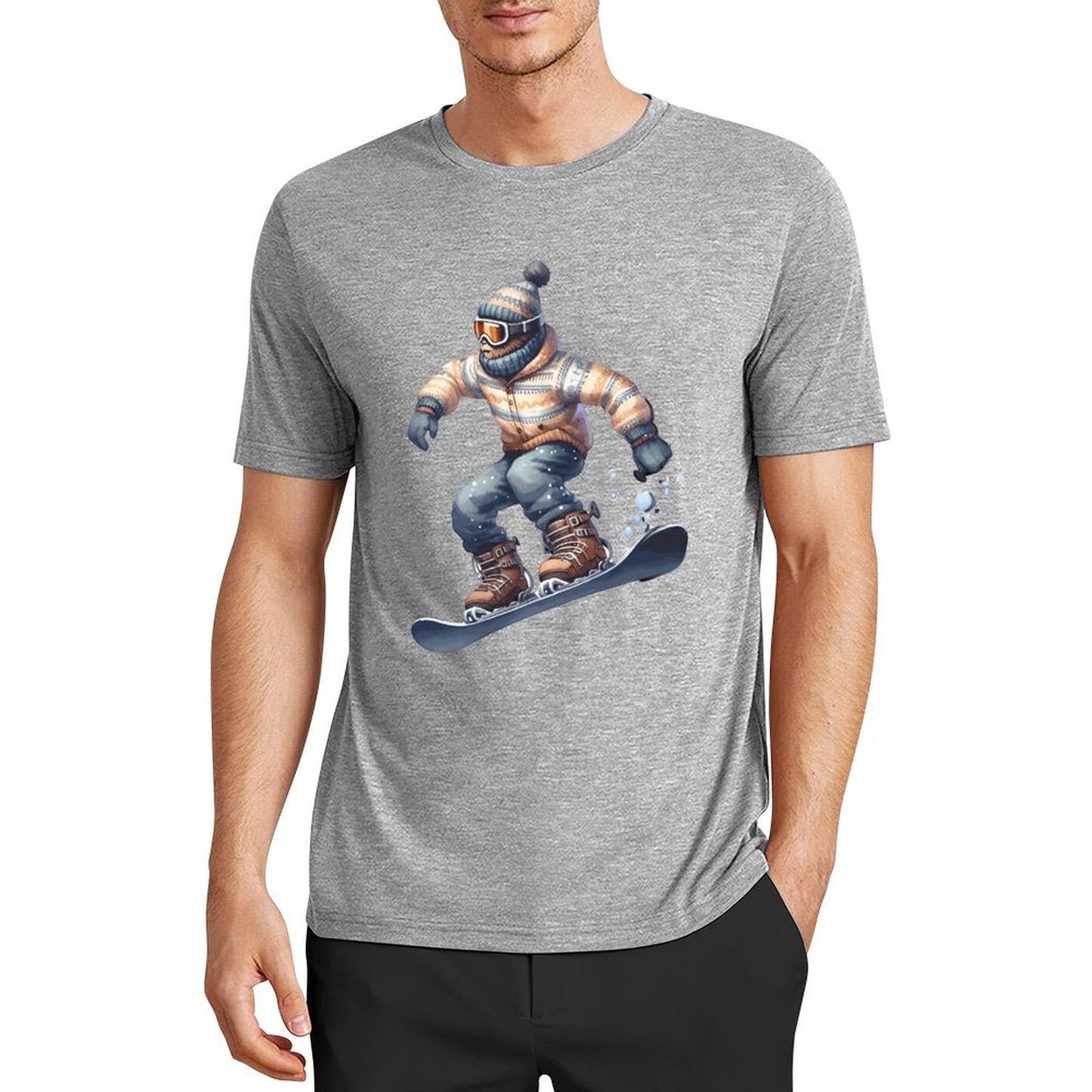 Bigfoot - Sasquatch Snowboarding Short Sleeve Cotton T-Shirt