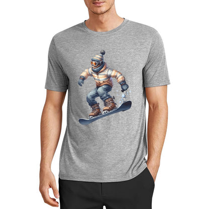 Bigfoot - Sasquatch Snowboarding Short Sleeve Cotton T-Shirt