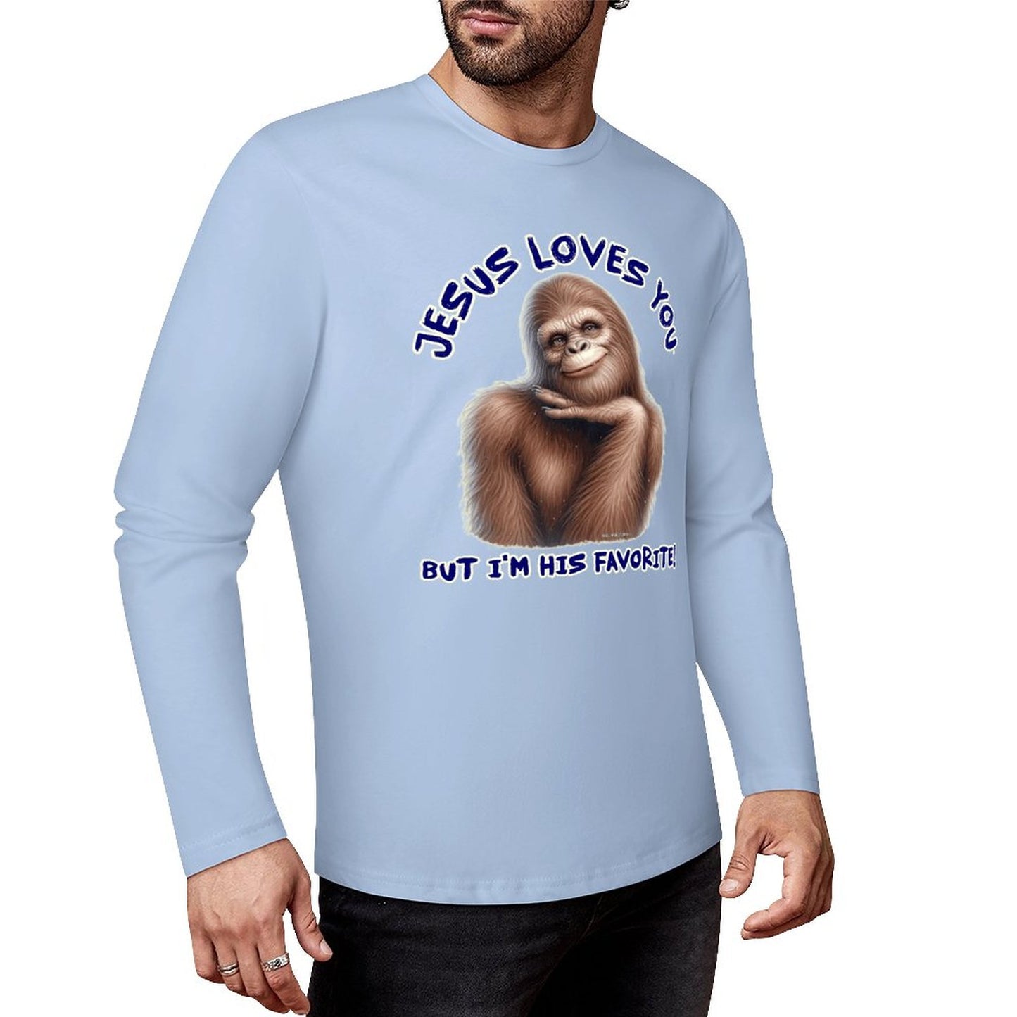 Bigfoot - Sasquatch "Jesus loves you..", Cotton Unisex Long Sleeve T-shirt