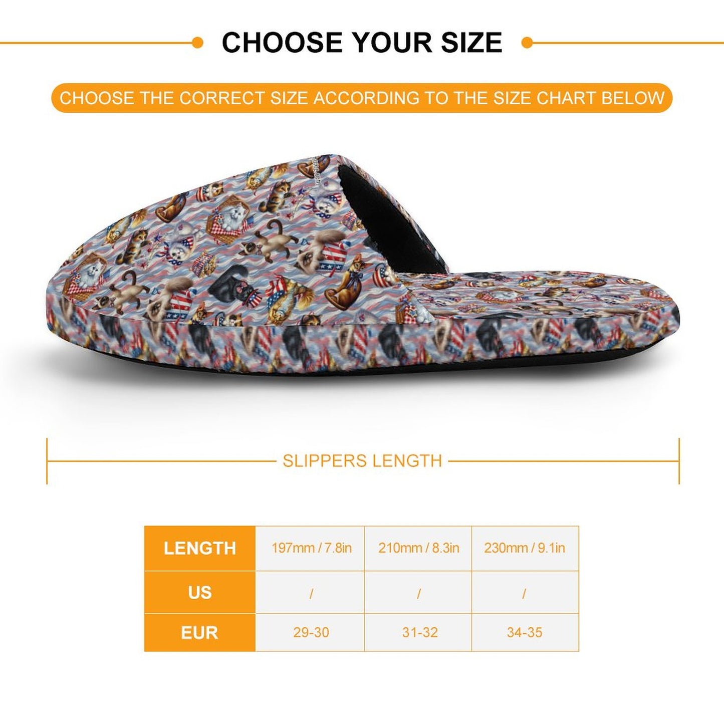 8 Patriot Designs, Flannel Children's Cotton Slippers
