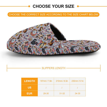 8 Patriot Designs, Flannel Children's Cotton Slippers