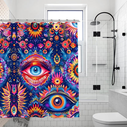 Psychedelic Eye Design, Waterproof Polyester Shower Curtain – Made in the USA – 70.8x70.8”