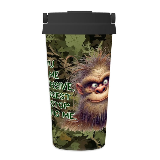 Bigfoot / Sasquatch "If you find me..", 17 oz Insulated Coffee Mug with Lid & Carrying Handle