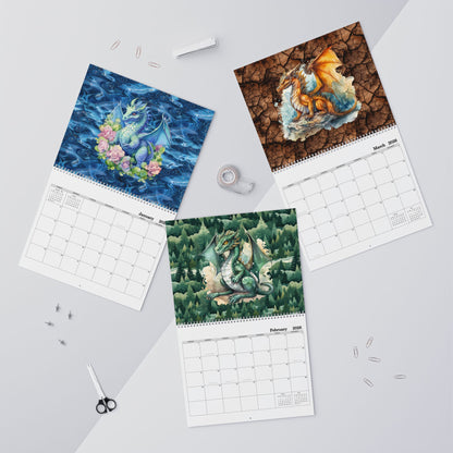Dragons, 2026 14"x 11" inch Wall Calendar Personalize As Gift Home Decor, Gift for Holidays, Office Organization