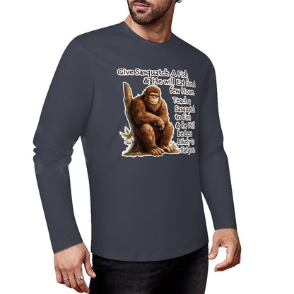 Bigfoot - Sasquatch "Give Sasquatch A Fish..",  Cotton Unisex Long Sleeve T-shirt