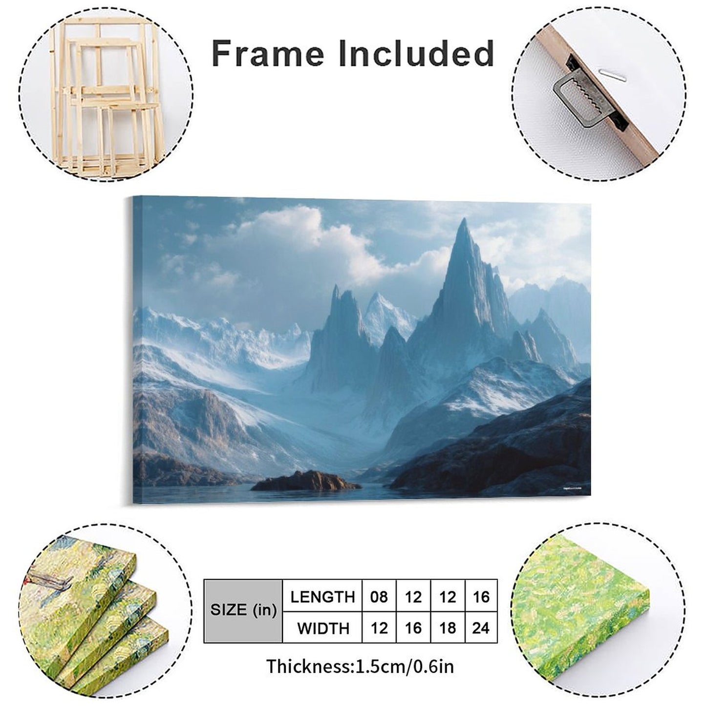 Grey Mountain View, Vintage Framed Canvas Art - 2 Sizes – Made in the USA