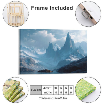Grey Mountain View, Vintage Framed Canvas Art - 2 Sizes – Made in the USA