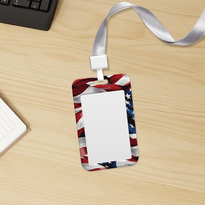 Patriotic Sasquatch Girl - Durable Double Sided Badge Holder