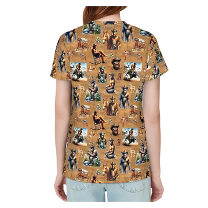 20 Bigfoot, Sasquatch Designs, Women’s Polyester Short Sleeve T-Shirt