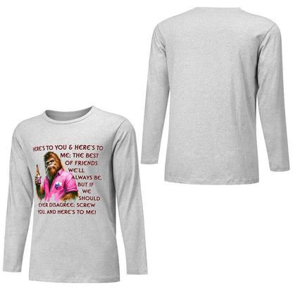 Bigfoot - Sasquatch "Here's To You..",  Cotton Unisex Long Sleeve T-shirt
