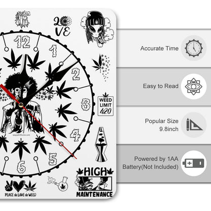 Marijuana Themed, Square Wall Clock