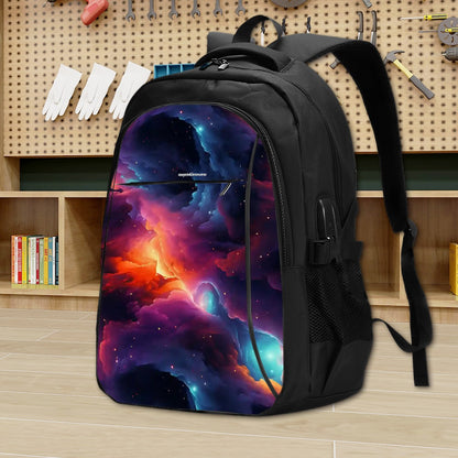 12 Galaxy / Outer Space Designs, Large Capacity, Oxford Travel, Laptop Bag with USB Charger